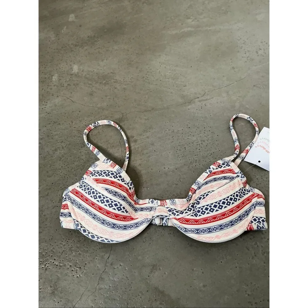 Dippin Daisy West Coast Bikini Top | White and Red in Small
